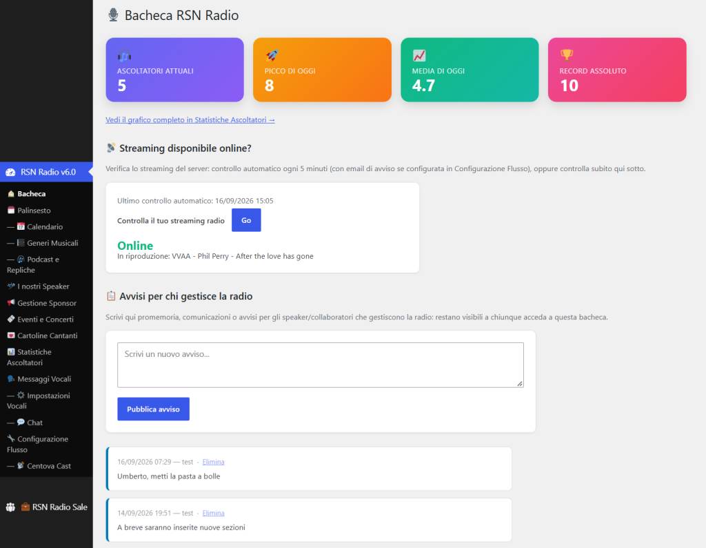 Bacheca RSN ‹ Radio Stations Network 1